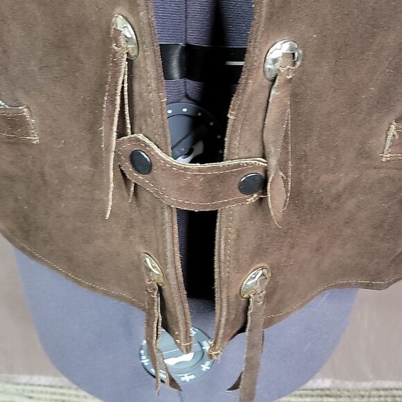 JOO‎ KAY 100% Leather Suede Brown Tasseled Western Vest - Picture 3 of 8